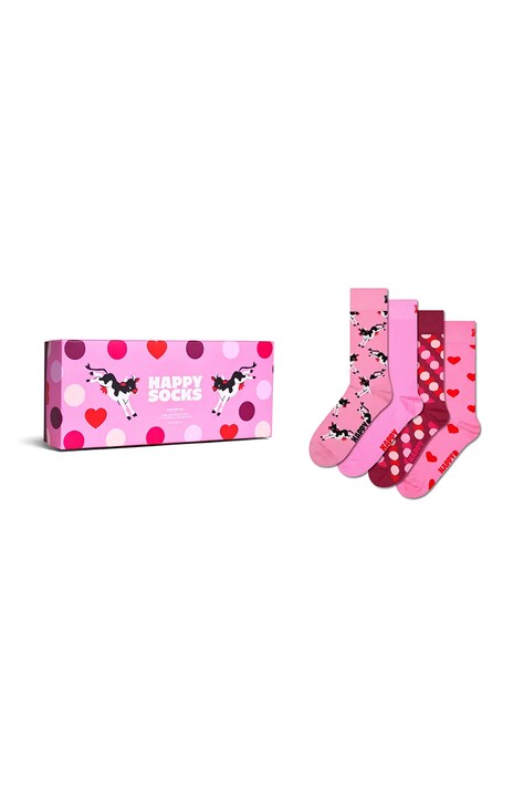 Happy Socks Skarpety z bawełną 4-pack różowe P006174