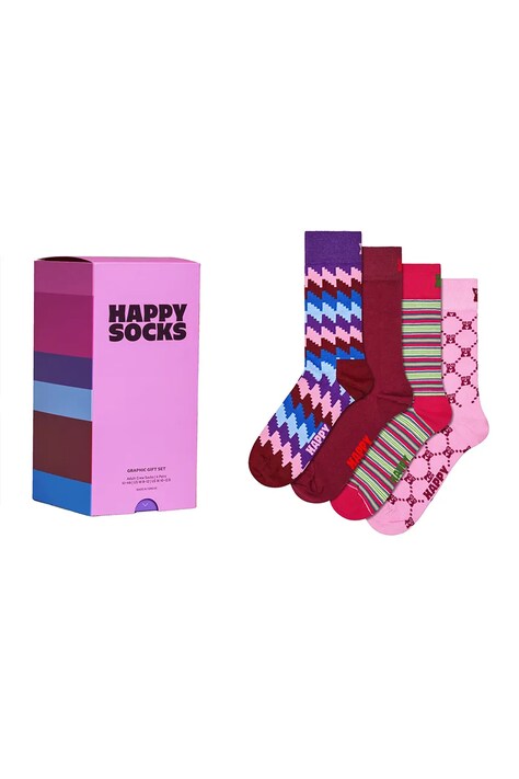 Happy Socks Skarpety z bawełną 4-pack różowe P006095