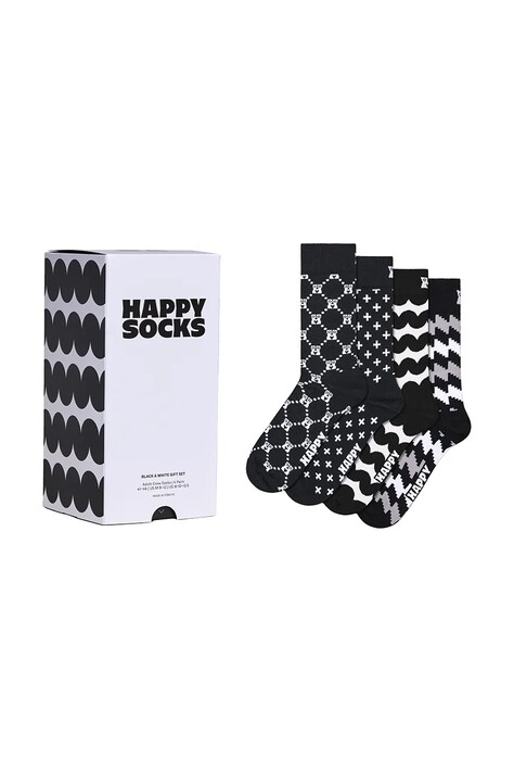 Happy Socks Čarape s pamukom 4-pack crne P006097