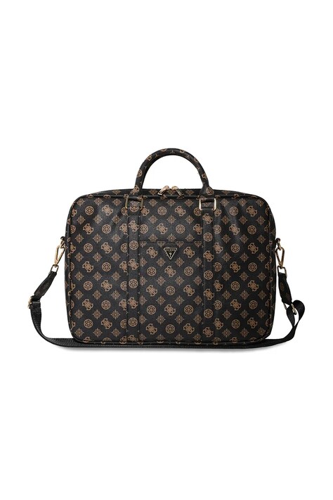 Torba za laptop Guess 4G Peony Front Pocket Zipper Triangle Logo 16" boja: crna