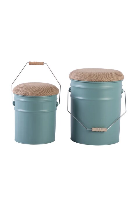 Leitmotiv stołek z miejscem do przechowywania Buckets 39 x 31 cm 2-pack kolor turkusowy