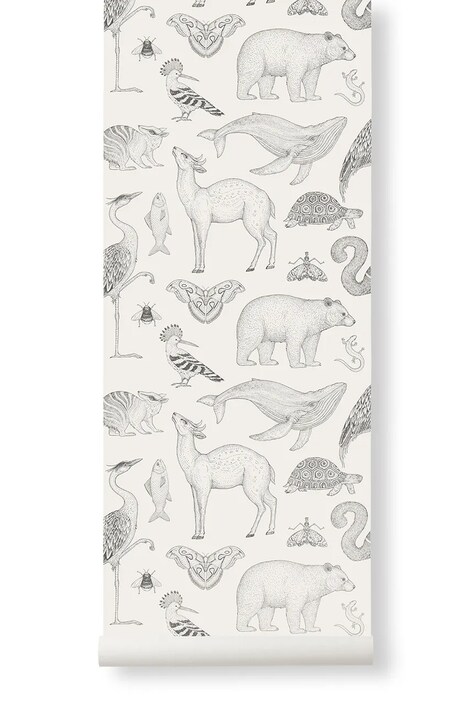Tapeta ferm LIVING Katie Scott Wallpaper biela farba