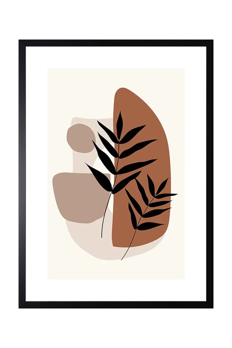 home & lifestyle decorarea peretelui în cadru LEAFS ON ORGANIC SHAPES 50 x 70 cm