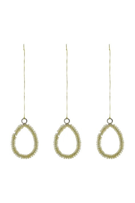 House Doctor dekoracje świąteczne HDBead 3 x 4,5 cm 3-pack kolor żółty 900001264