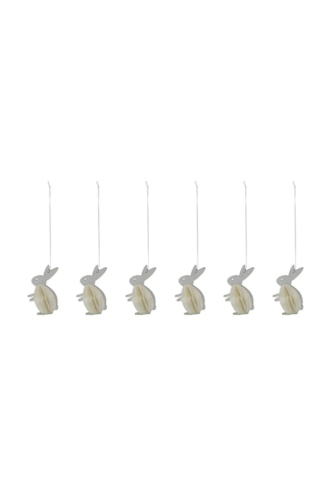 Χριστουγεννιάτικα στολίδια House Doctor HDRabb 6 cm 6-pack χρώμα: μπεζ, 900001274