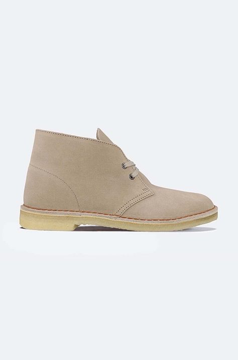 Велурени боти Clarks Desert Boot в бежово с равна подметка