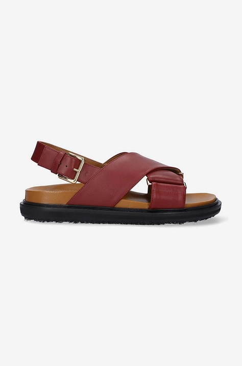 Marni leather sandals Fussbett Shoe women's brown color