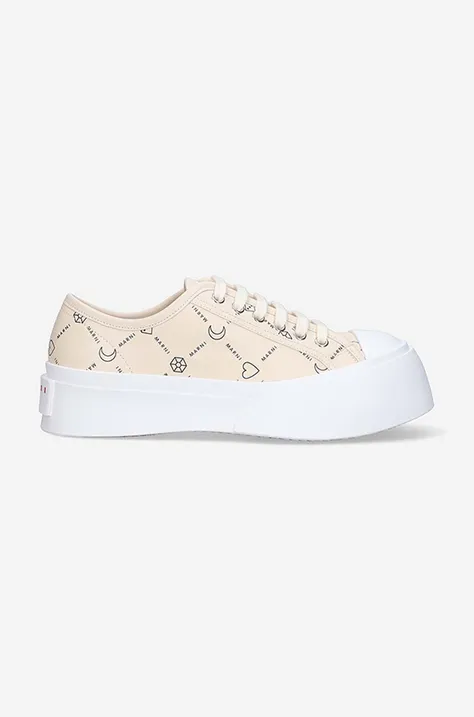 Marni leather sneakers beige color