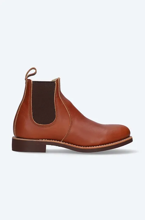 Kožené kotníkové boty Red Wing dámské, hnědá barva, na plochém podpatku, 3456.6inch-Brown