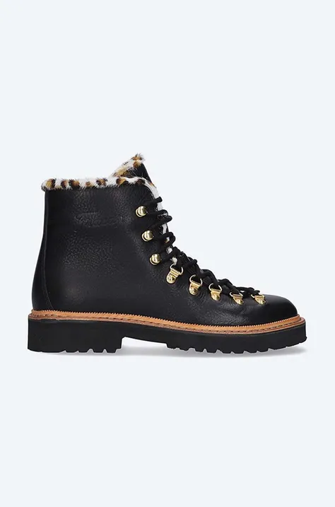 Fracap leather ankle boots MAGNIFICO M120 women's black color
