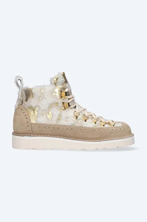 Kožené kotníkové boty Fracap MAGNIFICO M130 WHITE/GOLD dámské, bílá barva, na plochém podpatku