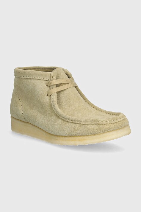 Clarks Originals półbuty zamszowe damskie kolor beżowy na płaskim obcasie