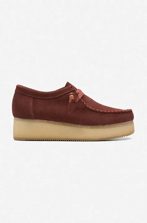 Замшеві туфлі Clarks Originals Wallacraft Lo жіночі колір червоний на платформі 26168747-brown