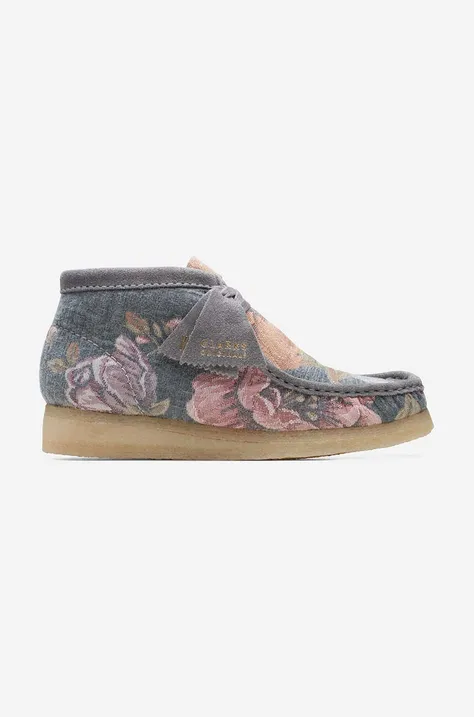 Clarks Originals pantofi Wallabee Boot femei, culoarea gri, cu toc plat, 26169842