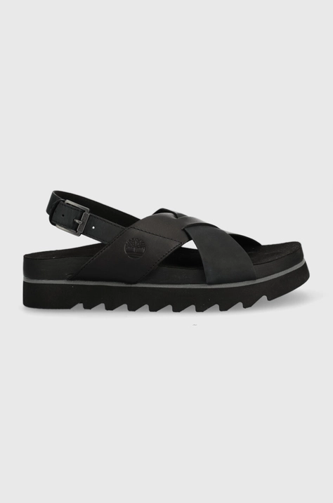 Kožené sandále Timberland Santamonica Sun Xband A23FE-BLACK, dámske, čierna farba