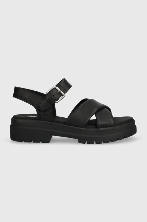 Timberland leather sandals London Vibe X S women's black color