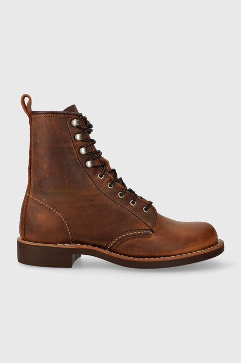 Kožené členkové topánky Red Wing dámske, hnedá farba, na plochom podpätku