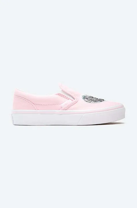 Παιδικά πάνινα παπούτσια Vans Sequin Patch Classic Slip-On χρώμα: ροζ