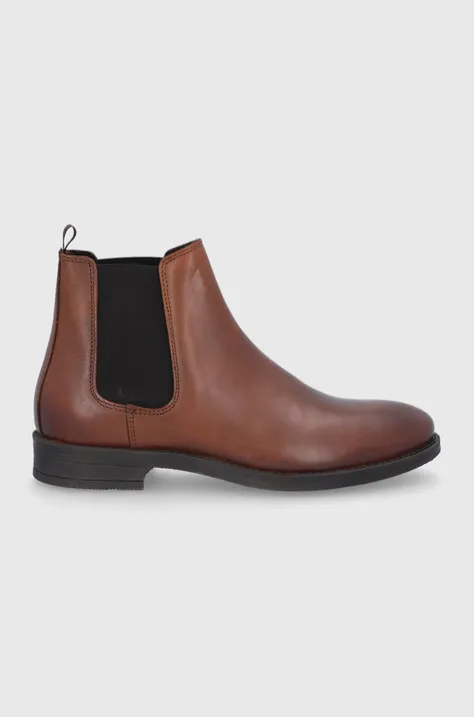 Шкіряні черевики Jack & Jones чоловічі колір коричневий