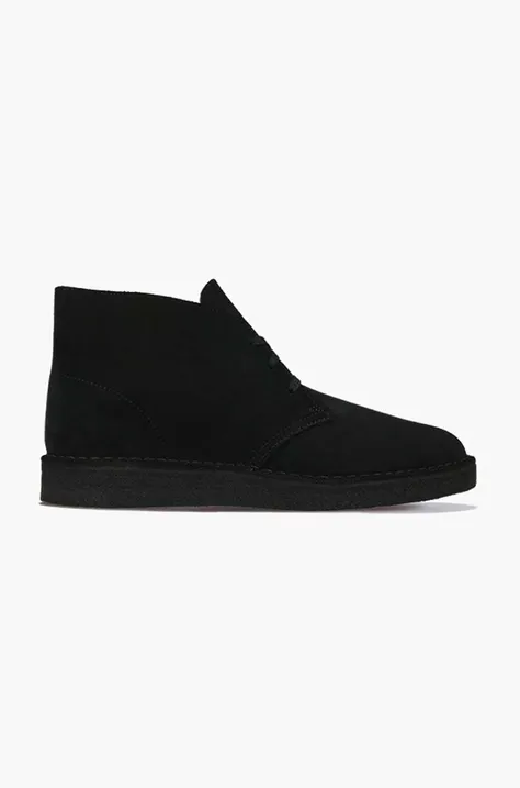 Clarks suede shoes Originals Desert Coal men's black color 26154809