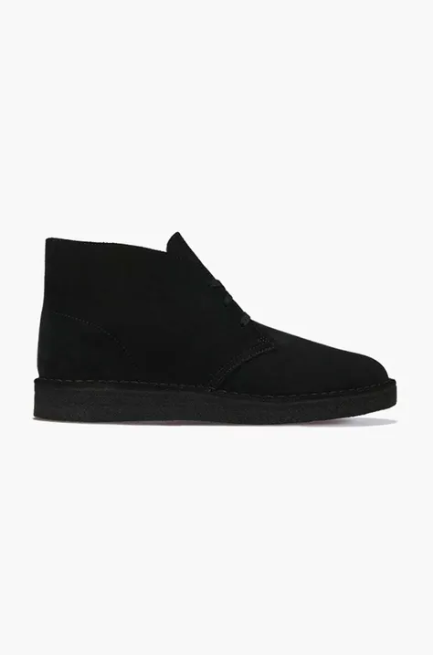 Половинки обувки от велур Clarks Originals Desert Coal в черно 26154809