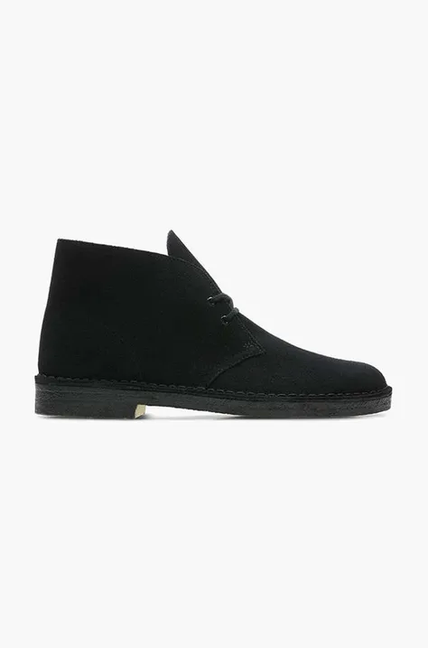 Clarks suede shoes Originals Desert Boot men's black color 26155480