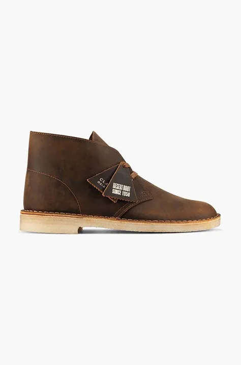 Clarks Originals pantofi de piele Desert Boot bărbați, culoarea maro, 26155484