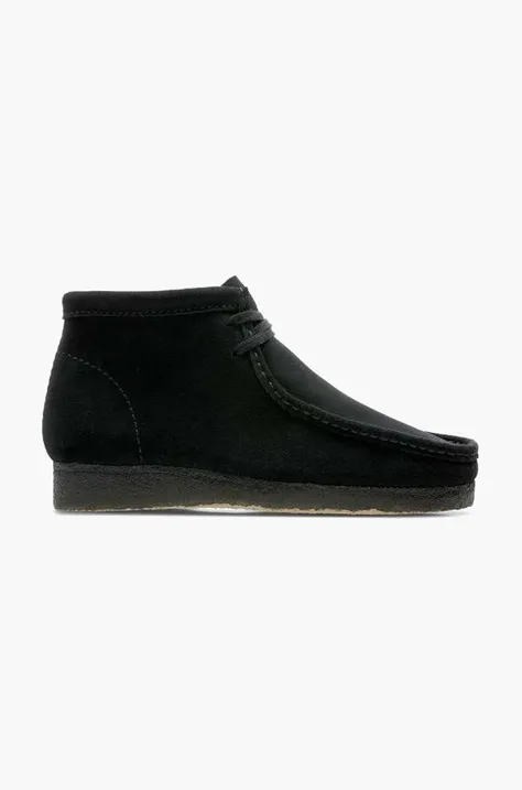 Clarks suede shoes Wallabee Boot men's black color 26155517