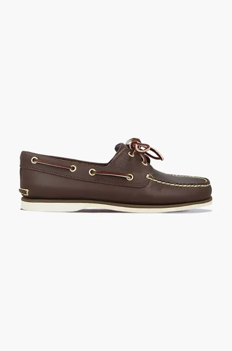 Timberland leather loafers Classic Boat men's brown color