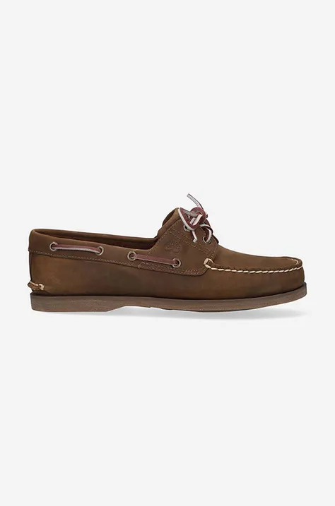 Timberland suede loafers Classic Boat 2 Eye men's brown color