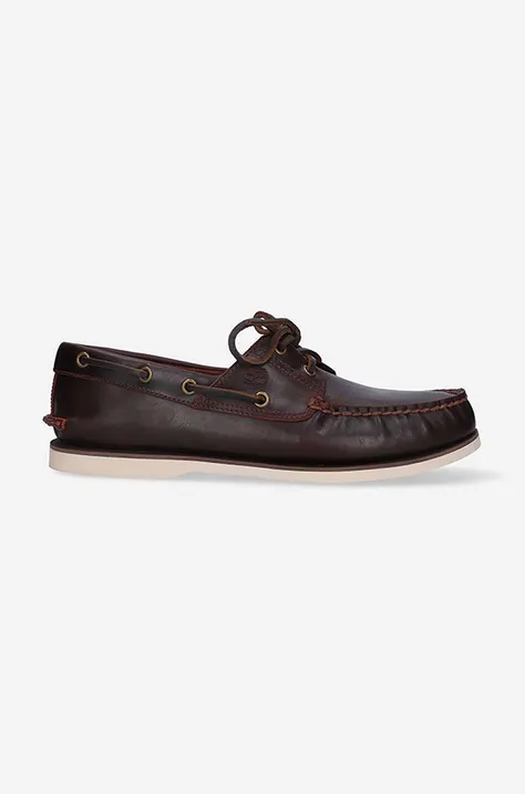Timberland leather loafers Classic Boat EK+2 EYE men's brown color