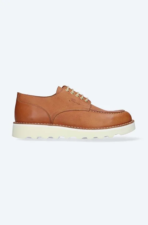 Fracap leather shoes POSTMAN DERBY men's brown color