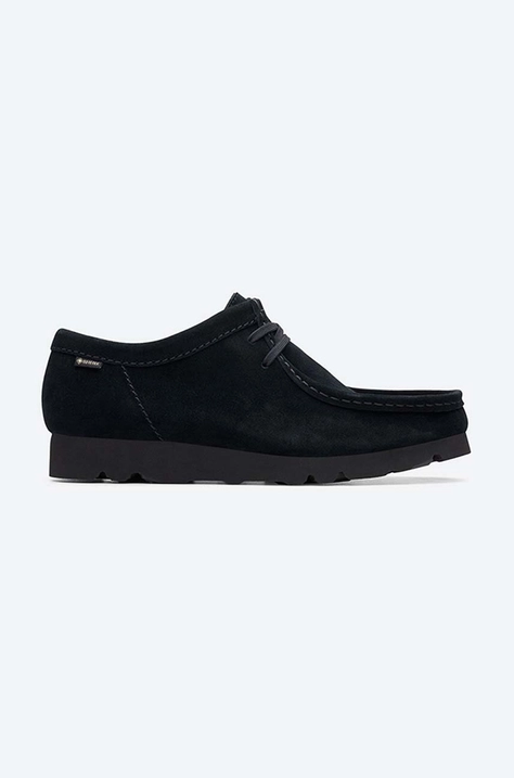 Clarks suede shoes Wallabee BT GTX men's black color 26149449