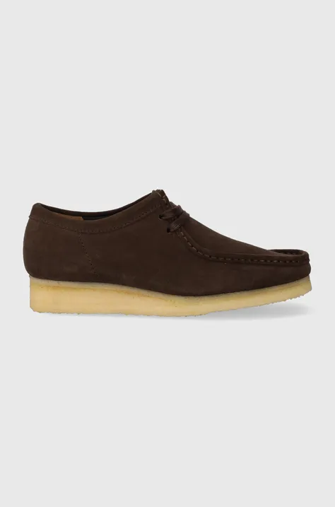 Замшеві туфлі Clarks Originals Wallabee чоловічі колір коричневий 26156606-brown