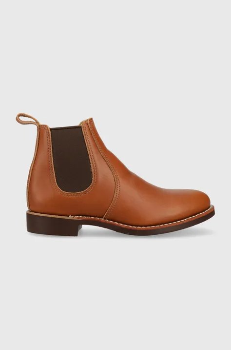Red Wing leather chelsea boots men's brown color