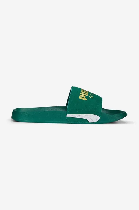 Semišové pantofle Puma Leadcat 2.0 Suede Classic pánské, zelená barva, 384872.10-green