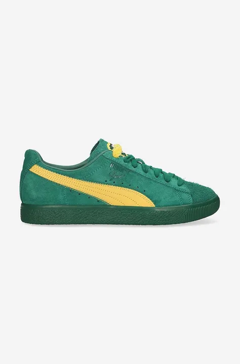 Puma sneakers din piele întoarsă Clyde Super culoarea verde, 386349.01 386349.01-green