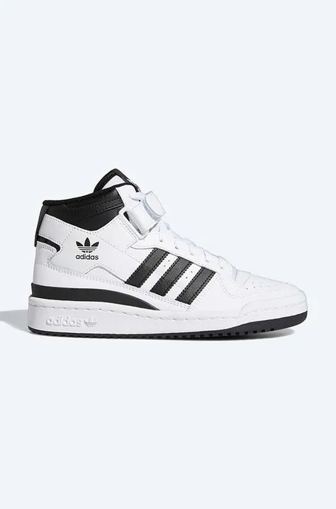 Δερμάτινα αθλητικά παπούτσια adidas Originals Forum Mid J χρώμα άσπρο