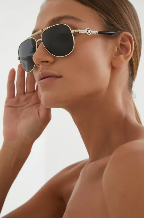 Γυαλιά ηλίου Versace γυναικεία, χρώμα: μαύρο