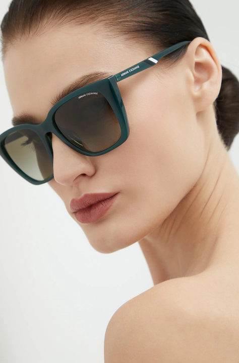 Armani Exchange ochelari de soare femei, culoarea verde