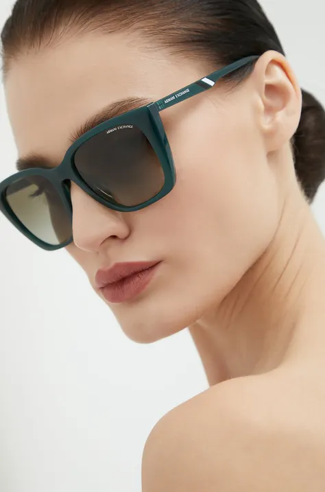 Slnečné okuliare Armani Exchange dámske, zelená farba