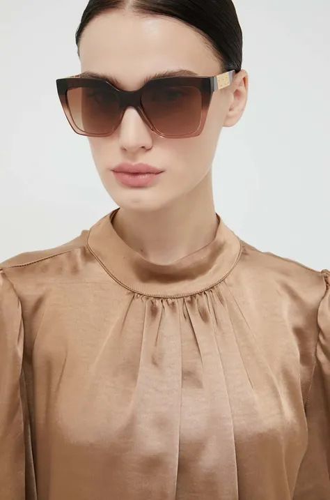 Versace okulary przeciwsłoneczne damskie kolor brązowy 0VE4418