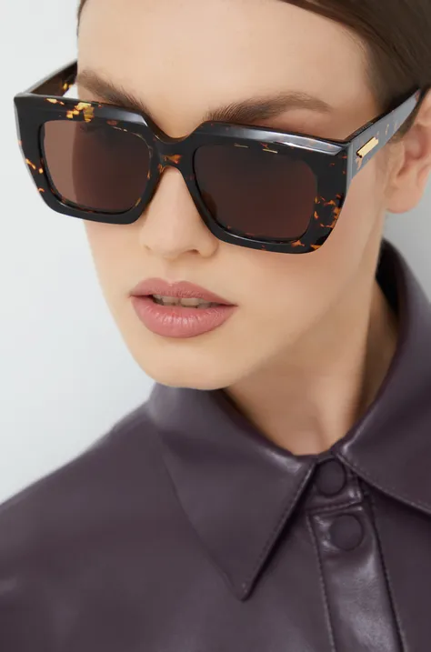 Сонцезахисні окуляри Bottega Veneta жіночі колір коричневий