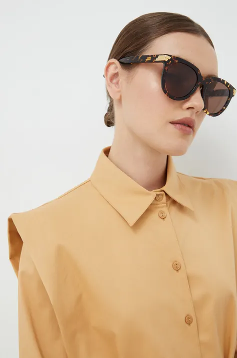 Сонцезахисні окуляри Bottega Veneta жіночі колір коричневий