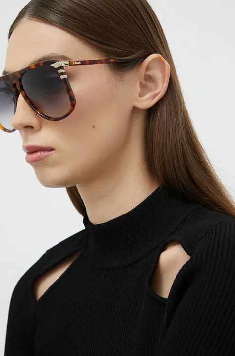 Солнцезащитные очки Chloé женские цвет коричневый