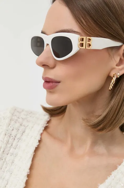 Slnečné okuliare Balenciaga dámske, biela farba