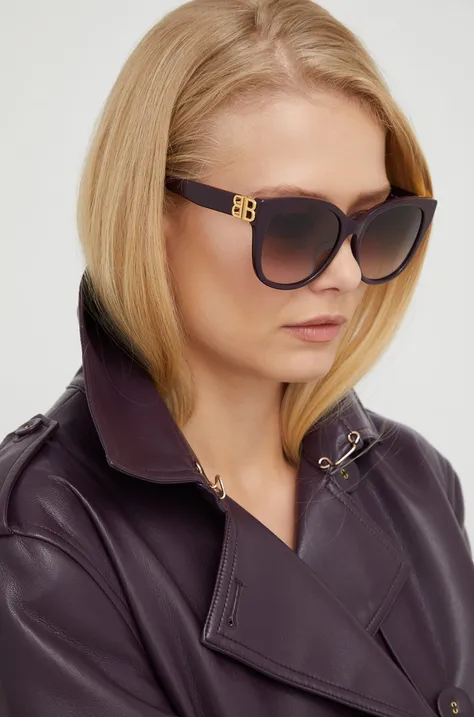 Сонцезахисні окуляри Balenciaga жіночі колір фіолетовий