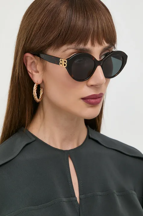 Сонцезахисні окуляри Balenciaga жіночі колір коричневий
