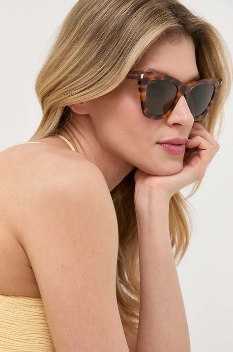 Saint Laurent ochelari de soare femei, culoarea bej