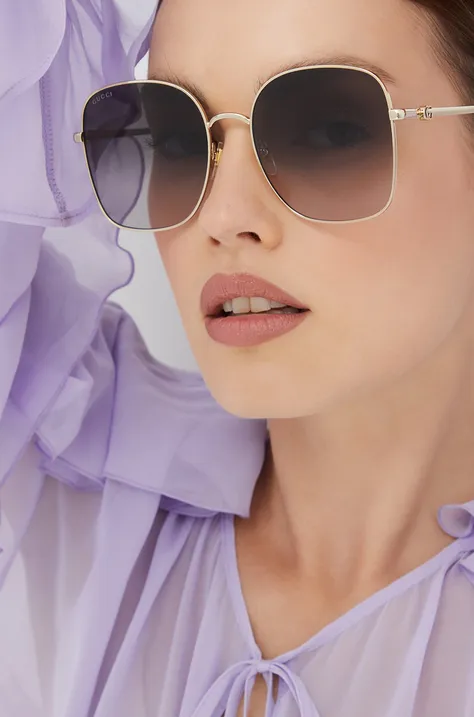 Gucci okulary przeciwsłoneczne damskie kolor złoty GG1143S